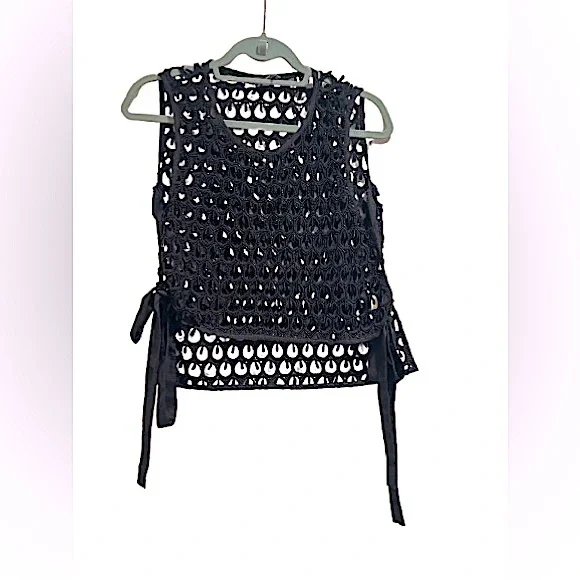 by Anthropologie Black Crochet Tank Top, One Size - Picture 5 of 13